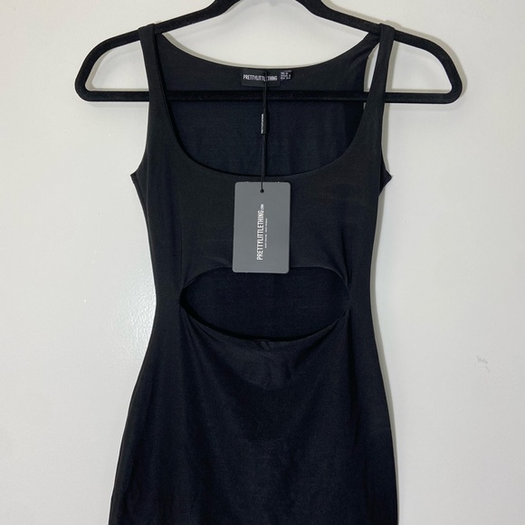 NWT Pretty Little Thing Black Bodycon Dress Cutout 2 - Picture 5 of 9